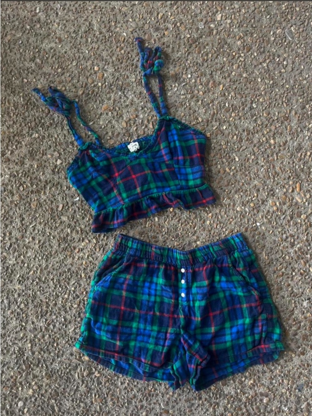aerie plaid pj set size s/m